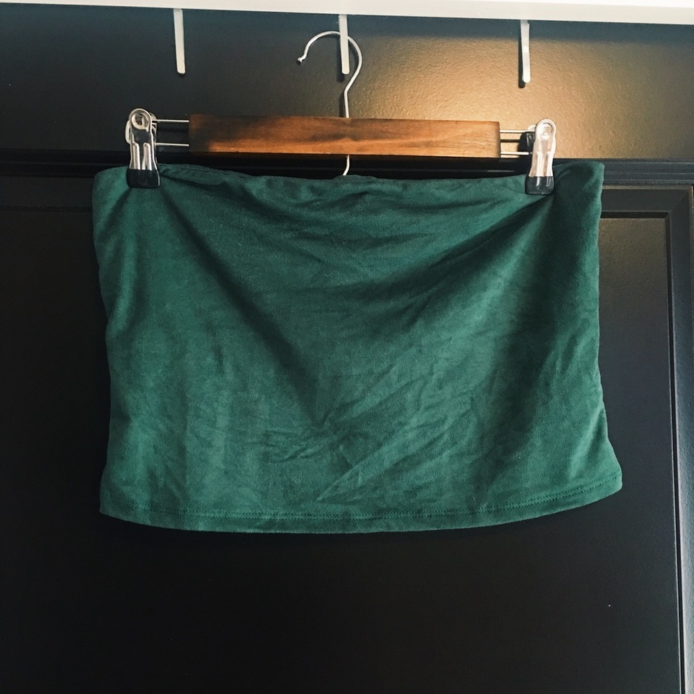 Urban Outfitters Dark Green Velvet Tube Top